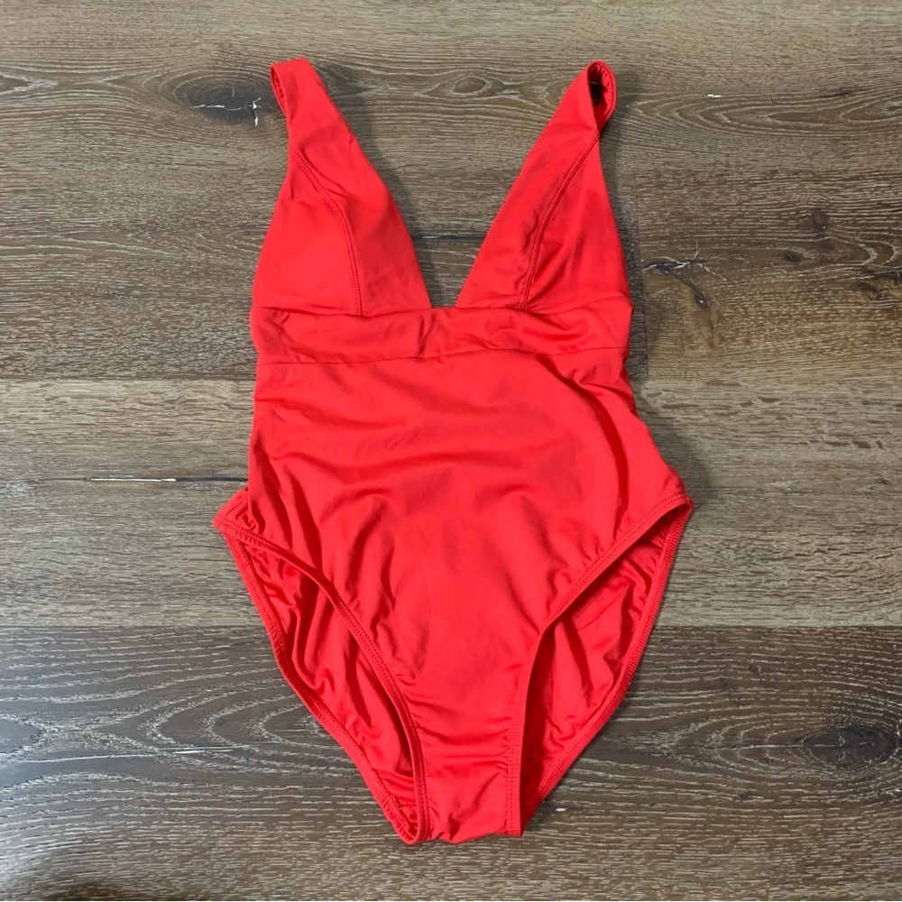 Andie red Womens Sardinia v neck one piece swimsuit XS NWT